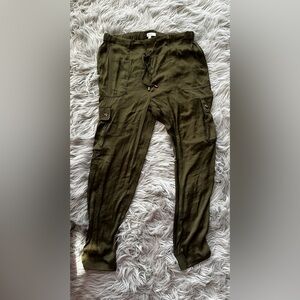 Satin cargo jogger pants